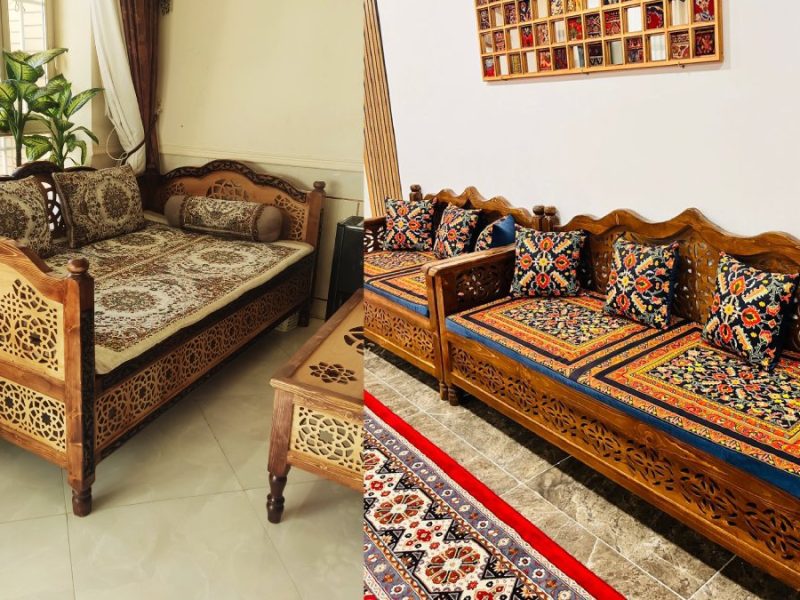 تخت سنتی با چوب روس