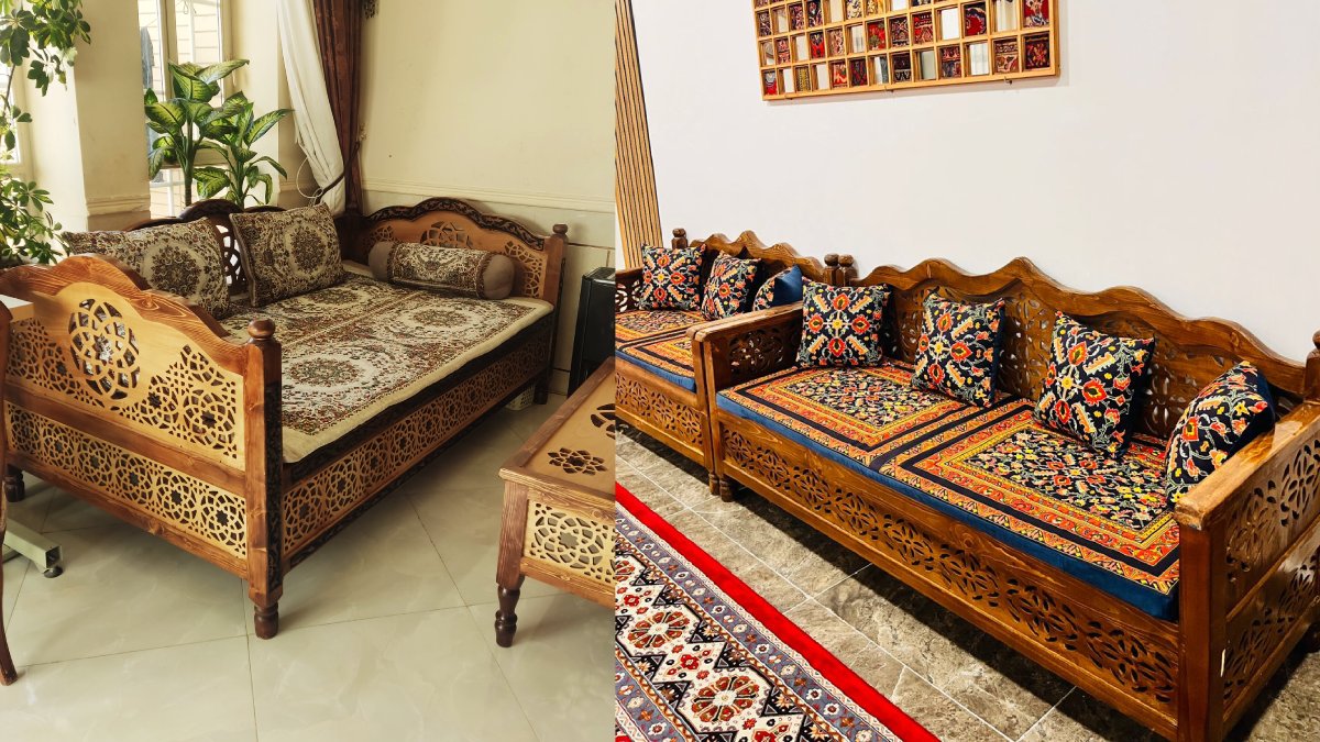 تخت سنتی با چوب روس