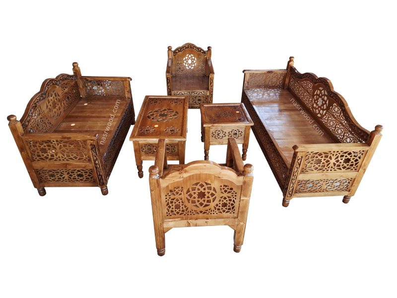 مبلمان سنتی منبت 7 نفره nasr-s4m به همراه 2 میز