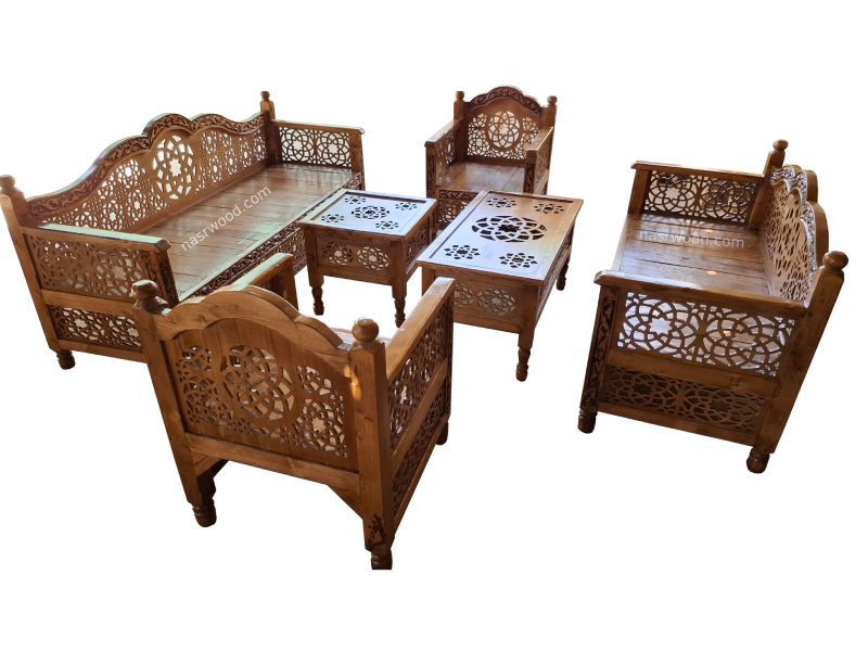 مبلمان سنتی منبت ۷ نفره nasr-s4m به همراه ۲ میز